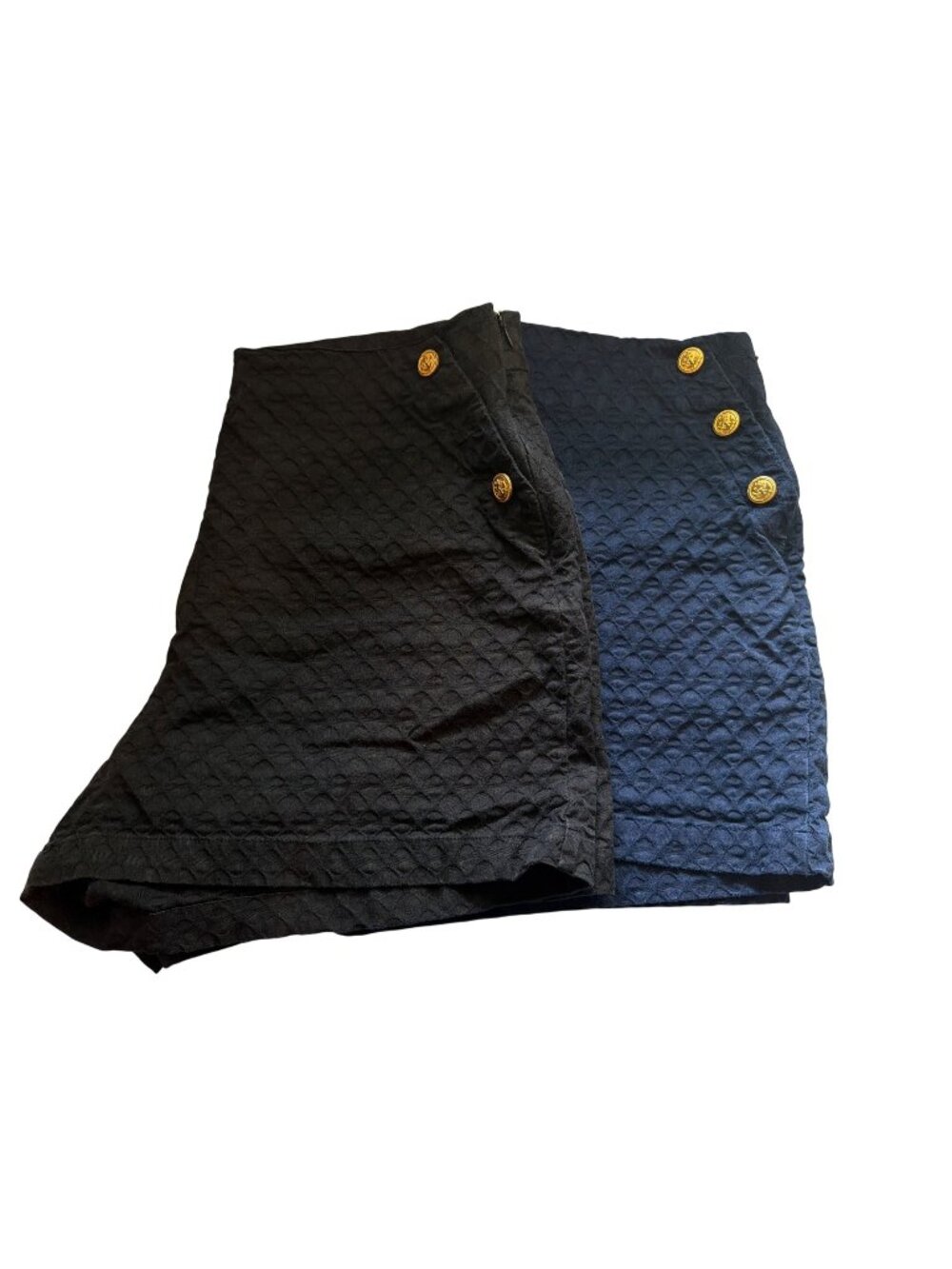Crown & Ivy Womens Shorts LOT of 2 Black Navy Blue Sailor SideZip Textured Beach